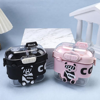 Children's Water Bottle 550ml PP Straw Cup Cartoon Bear Edition