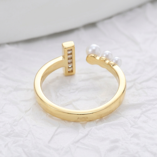Sophisticated Geometric Shell Open Ring