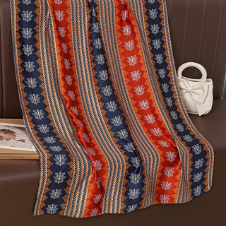 Luxurious Colorful Geometry Pattern Satin Silk Scarf