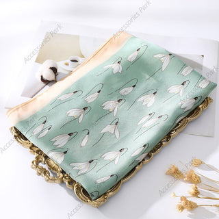 Spring and Autumn Floral printed Satin Silk Scarf
