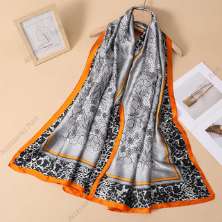 Summer Friendly Beautiful Floral Printed Satin Silk Scarf