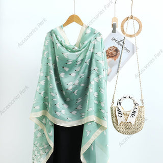 Spring and Autumn Floral printed Satin Silk Scarf