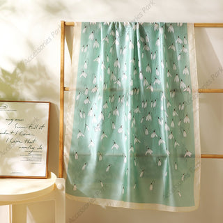 Spring and Autumn Floral printed Satin Silk Scarf