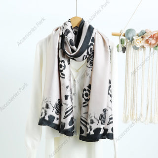 Elegant Design Luxury Floral Satin Silk Scarf