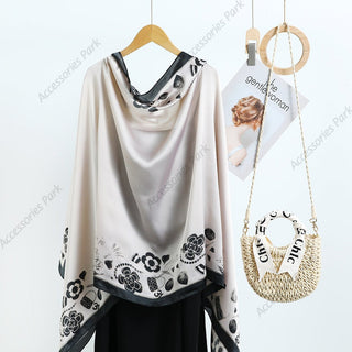 Elegant Design Luxury Floral Satin Silk Scarf