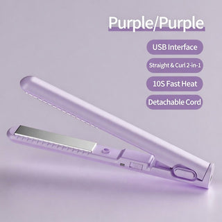 Portable USB Mini Hair Straightener and Dual Purpose Ceramic Curler