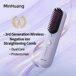 Portable Wireless Ionic Hair Straightener Brush for Smooth Frizz-Free Styling