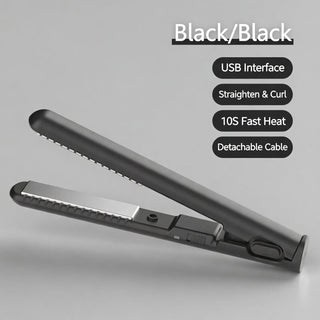 Portable USB Mini Hair Straightener and Dual Purpose Ceramic Curler