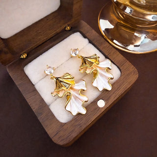 Retro Gold Plated Irregular Leaf Drop Earrings for Women Luxe-Style