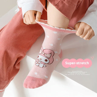 Melody Style Sweat-Absorbing and Breathable All Seasons Cotton Socks for Girls