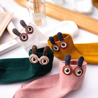 Japanese Style Big Eyes Cartoon Short Tube cotton socks
