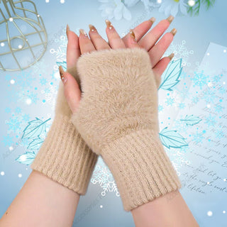 Korean Style Plush Winter Half Finger Hand Gloves