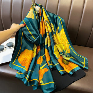 Stylish Wild Flower Floral Design Women's Silk Scarf
