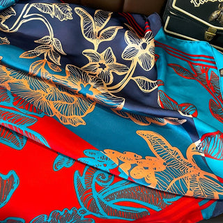Multicolor Floral Printed High-Quality Satin Silk Scarf