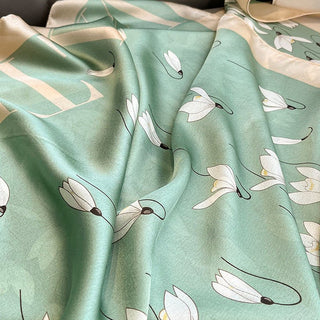 Spring and Autumn Floral printed Satin Silk Scarf